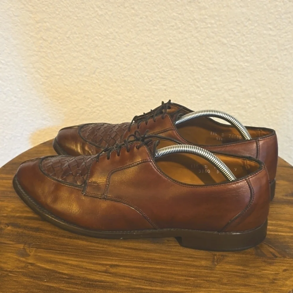 Allen Edmonds Mens Hersey Basketweave Premium leather Oxford Brown Sz.11.5